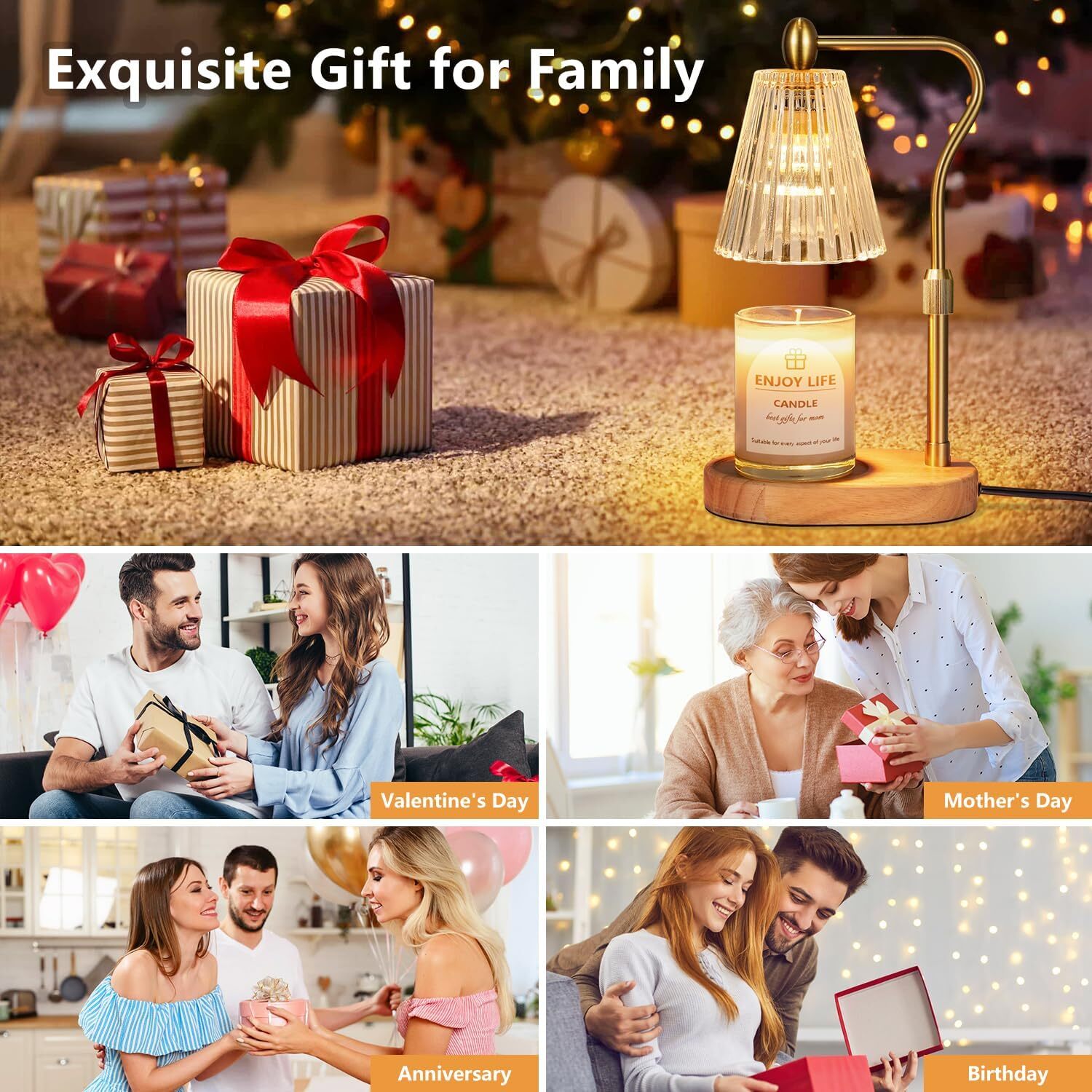 Furnace Light with Timer Dimmer, Height Adjustable, Electric Wax Warmer