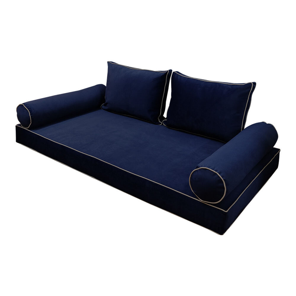 SLIPCOVER ONLY V1 Velvet Indoor Daybed Mattress Pillow Contrast Trim Full AD373