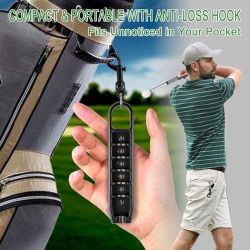 Golf Tee Height Setter Tool with 6 Adjustable 2 golf tee setter - black