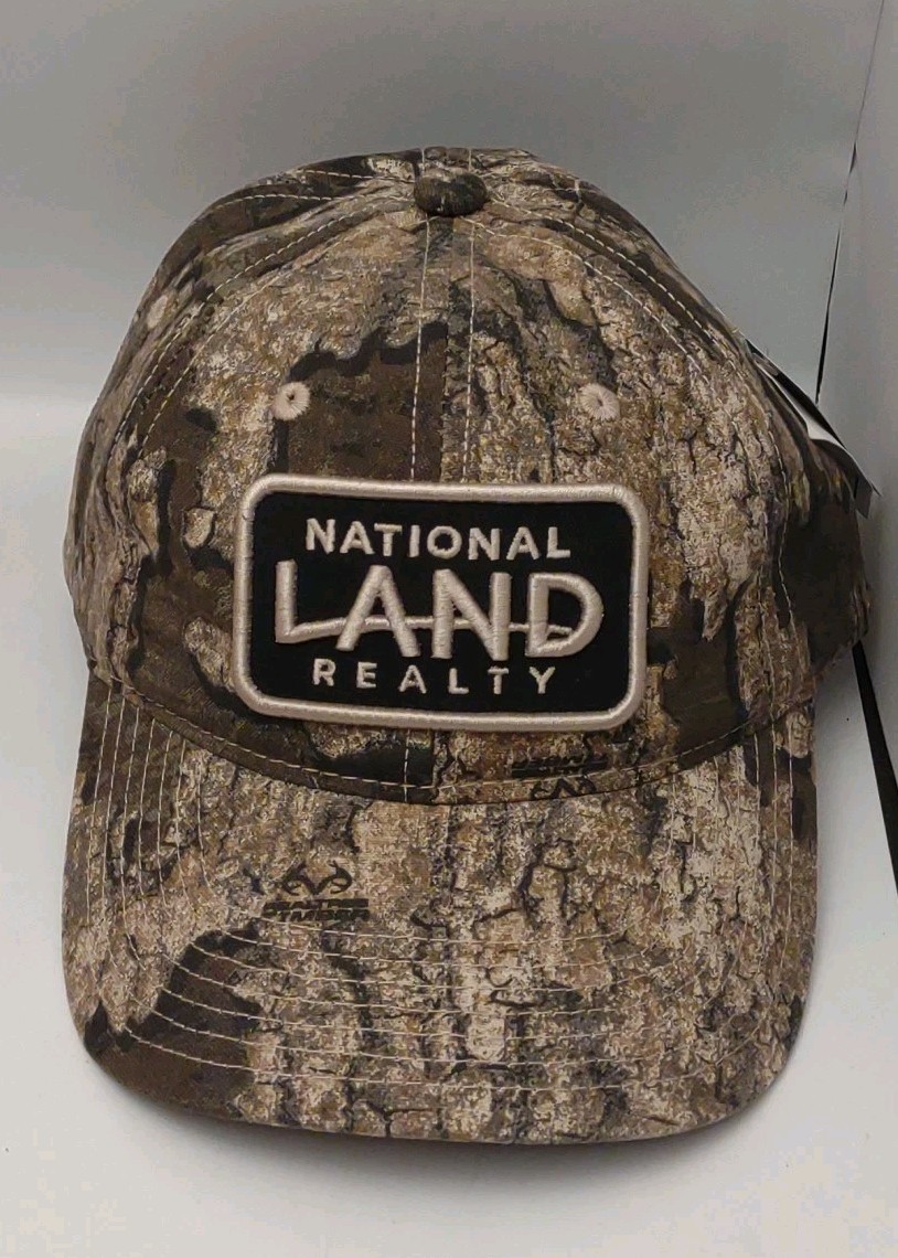 Realtree Gear "National Land Realty" Logo Camo Cotton Hunting Hat Cap Adjustable