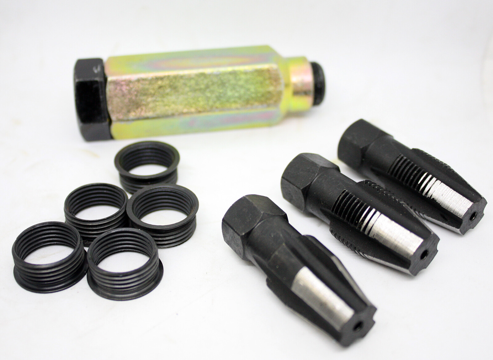 Oxygen Lambda Sensor Thread Repair Kit Taps, Reamer & Insert Nut with Collars