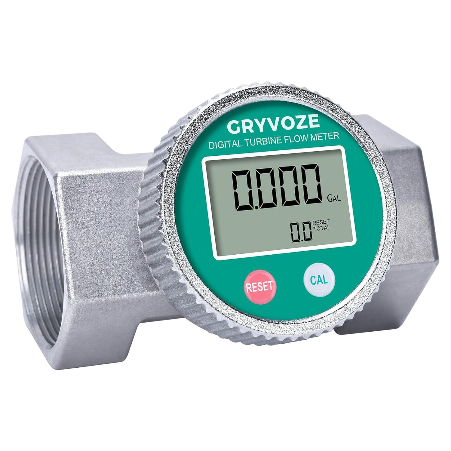 Waterproof 2 Inch Water Flow Meter, 16–160 GPM Digital Turbine Flowmeter with NP