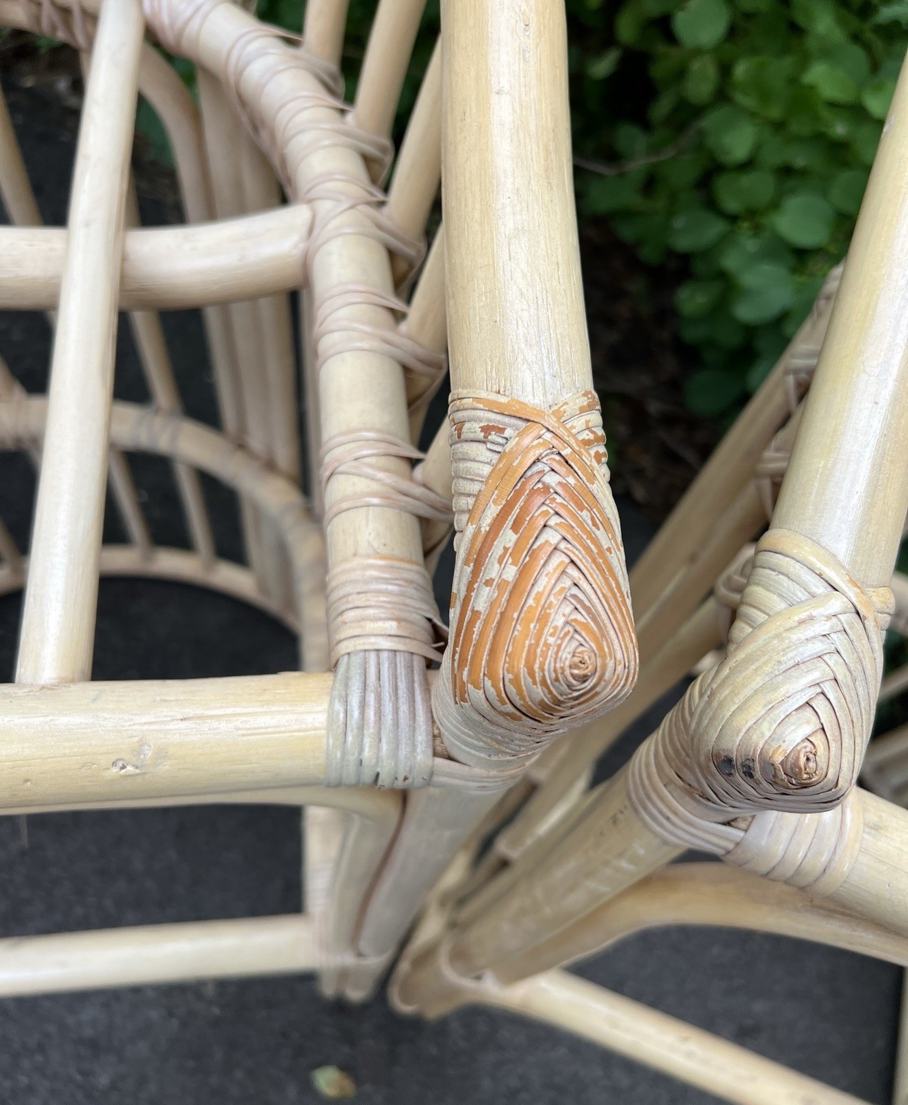 Vtg Rattan Bamboo Bar Stool Set Pair 42"H x20"W x16.75"L *LOCAL PICKUP NJ 07753*