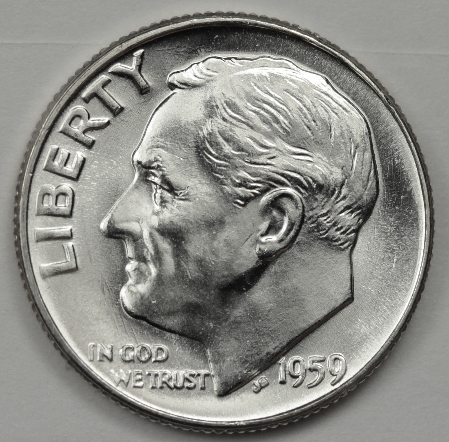 1959-p Roosevelt Dime. Fully Separated Horizontal Torch Lines. BU (Inventory F)