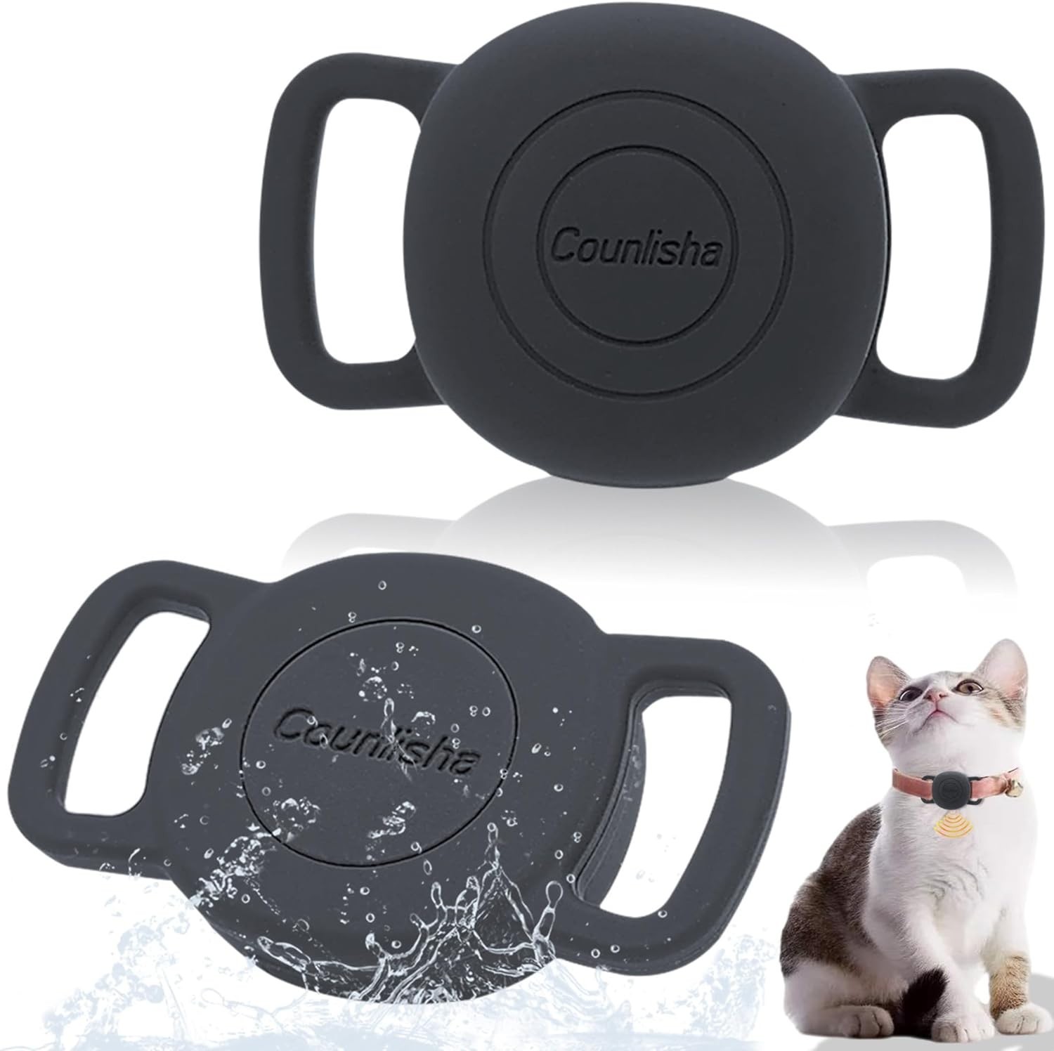 for Tile Life360 Sticker 2024 Tracker Cat Collar Case, 2-Pack Silicone Anti-L...