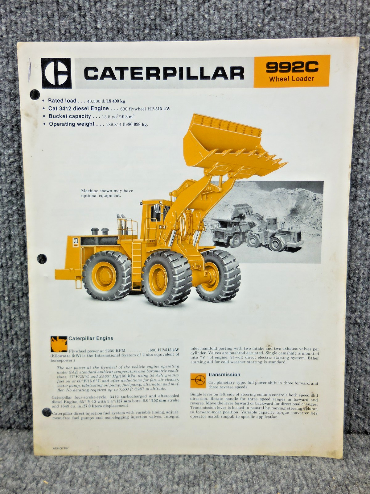 OEM Vintage 1982 Caterpillar CAT 992C Wheel Loader Dealership Brochure AEHQ7107