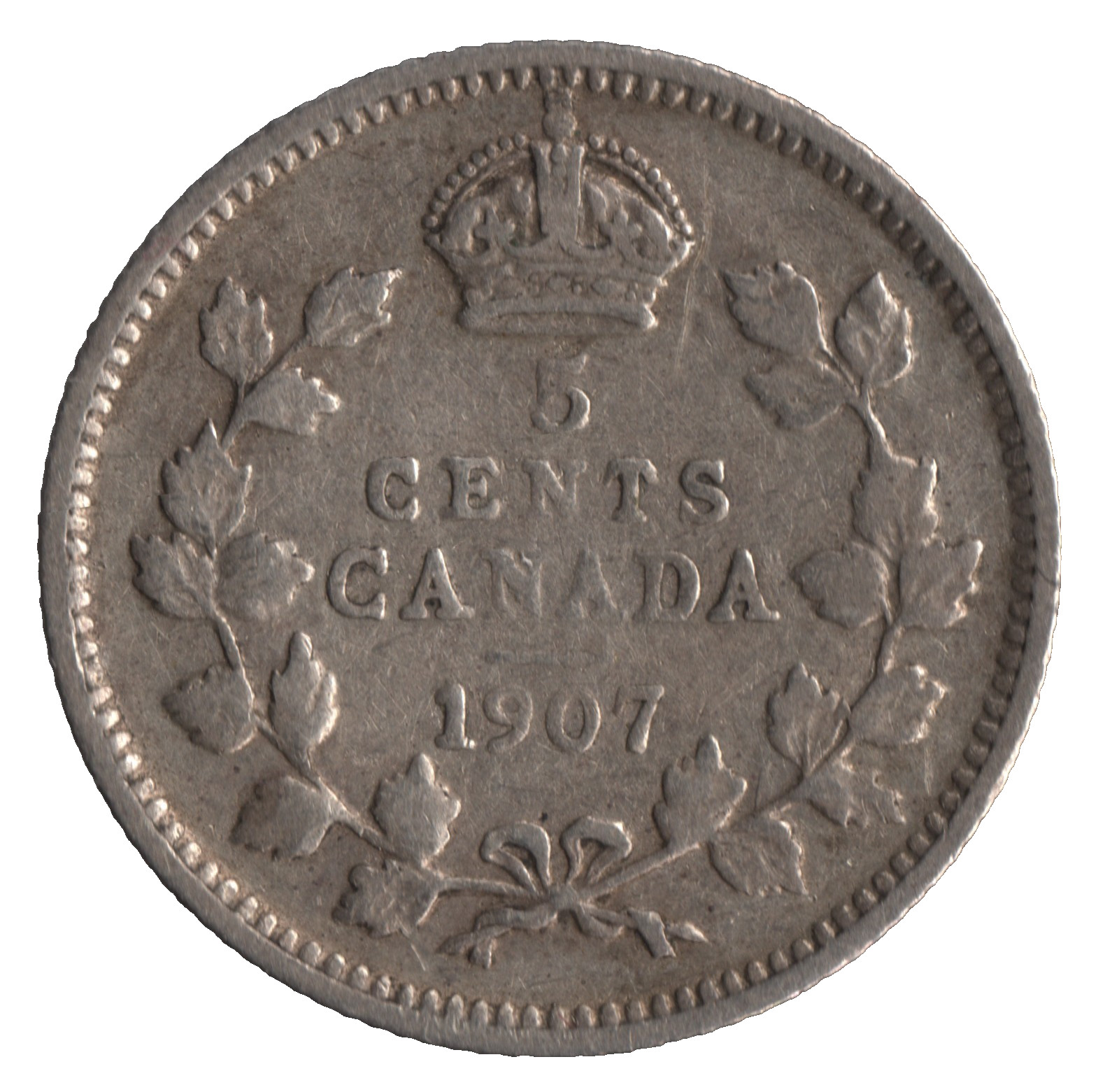 1907 Canada 5 Cents Coin – Silver – Edward VII – Canadian Currency