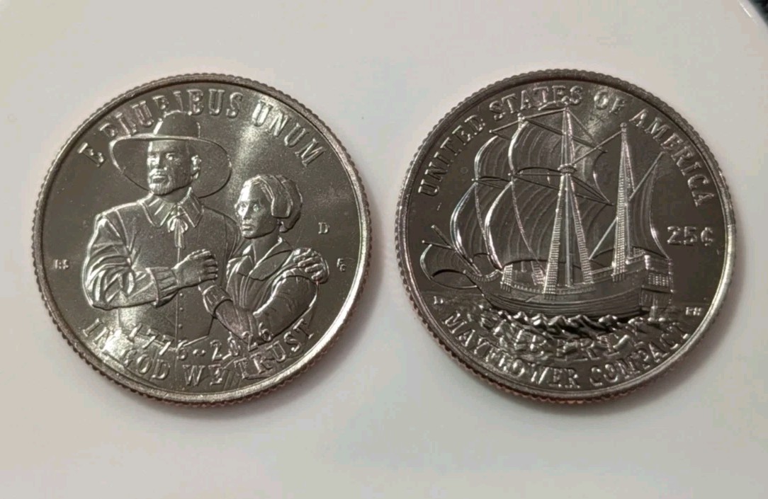1776-2026 P&D Mayflower Compact Quarter Uncirculated 2 Coin Set