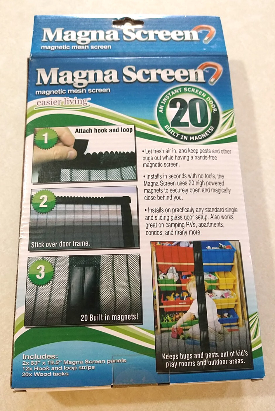 MAGNA SCREEN Magnetic Mesh Screen Door NEW in box