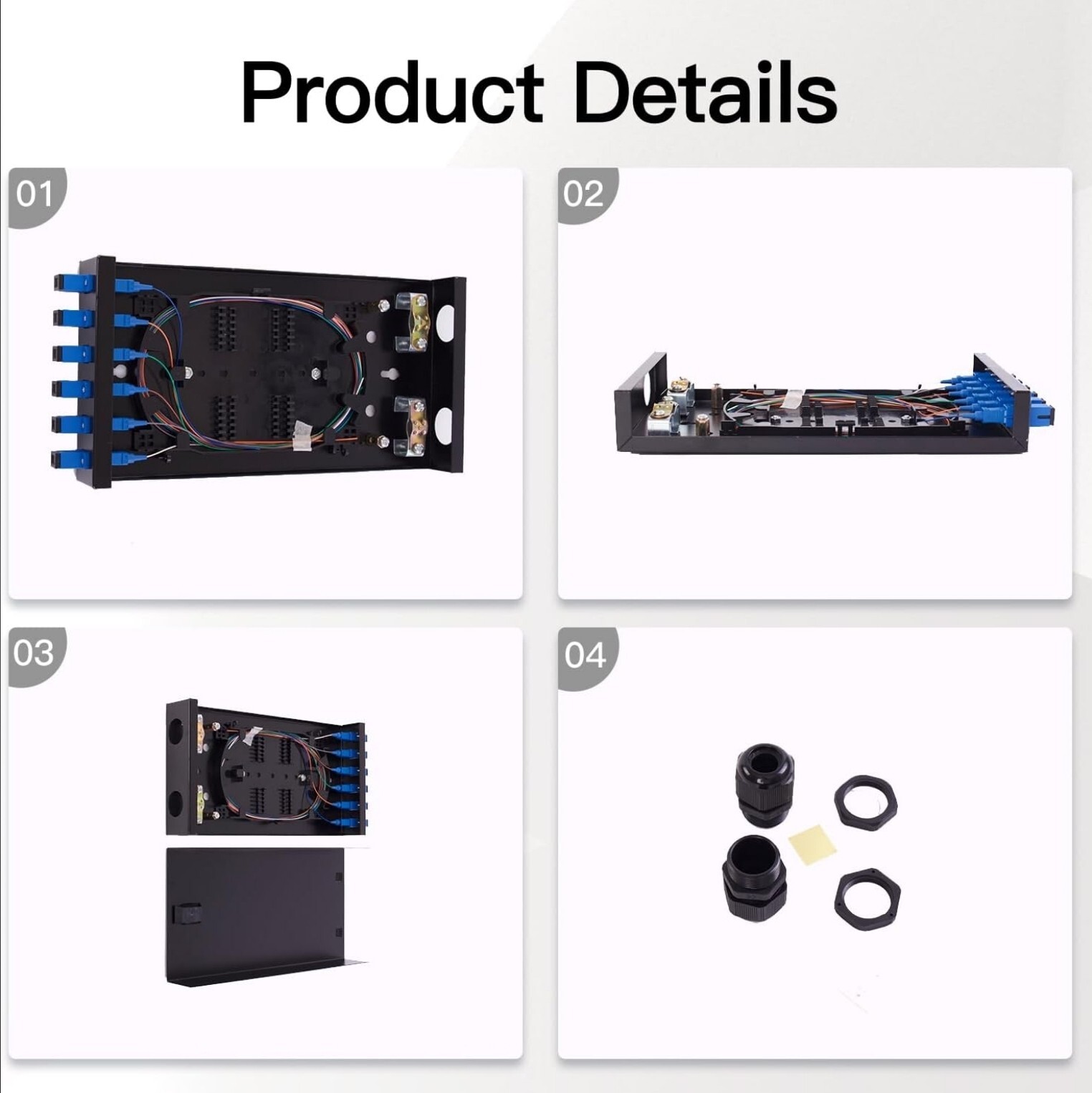 SC SM 6Port Box +Cables Wall Mount Fiber Enclosure Splicing Module, Loaded