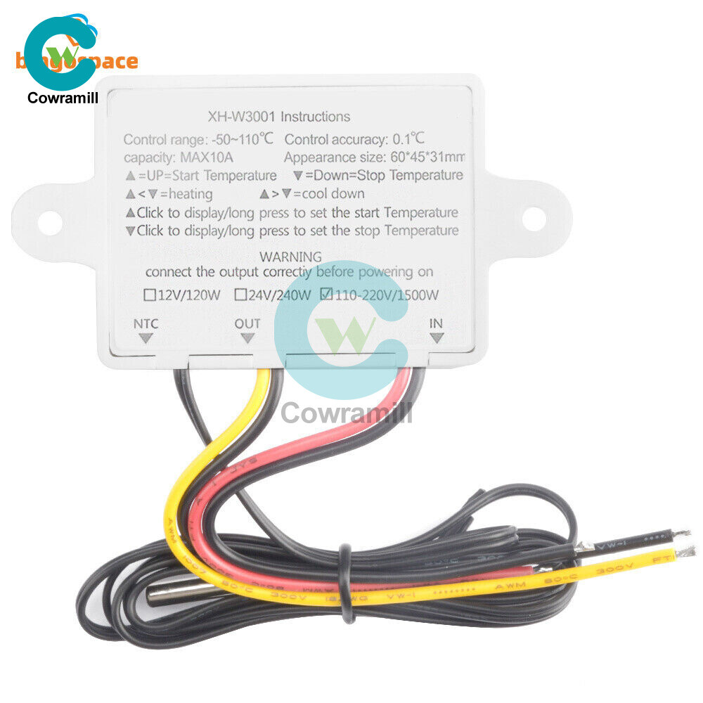 AC110-220V Digital Temperature Controller 10A Thermostat Control Switch Probe
