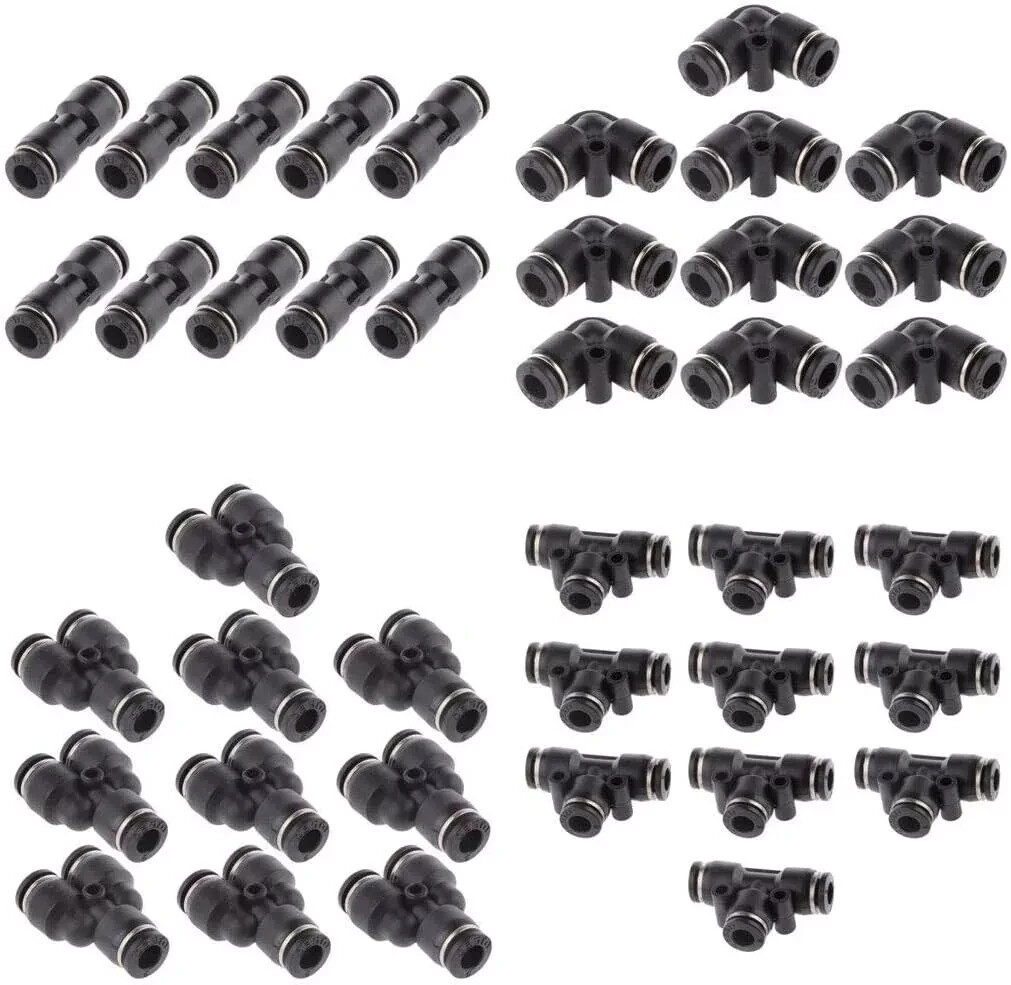 1/2" OD Nylon Air Line Push to Quick Release Pneumatic Connectors Fittings 40Pcs
