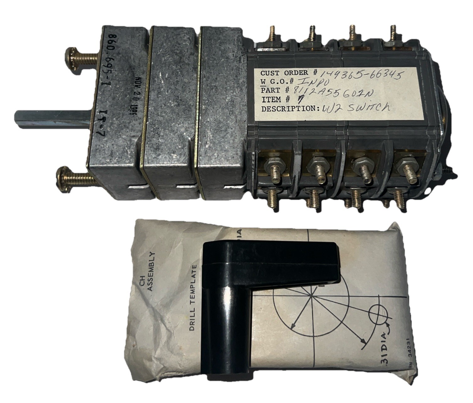 WESTINGHOUSE MODEL 505A623G01 TYPE W2 ROTARY SWITCH 600V-8A 300V-20A