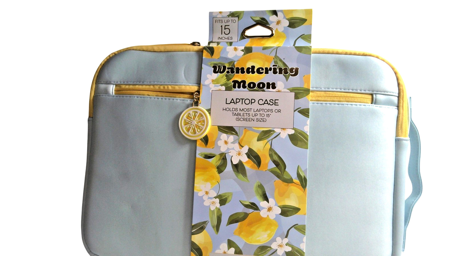 Wandering Moon Laptop Case Womens Up To 15 Inch Floral Lemon Zipper Pocket New