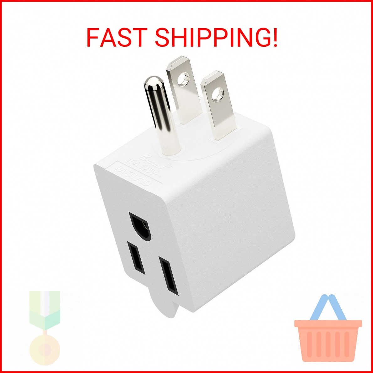 90 Degree Adapter Right Angled Downward Angled USA 3-Prong Male-Female Adapter,9