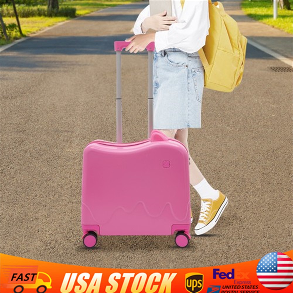 18" Kids Ride-On Suitcase Children Rolling Luggage Case Password Lock w/Stickers