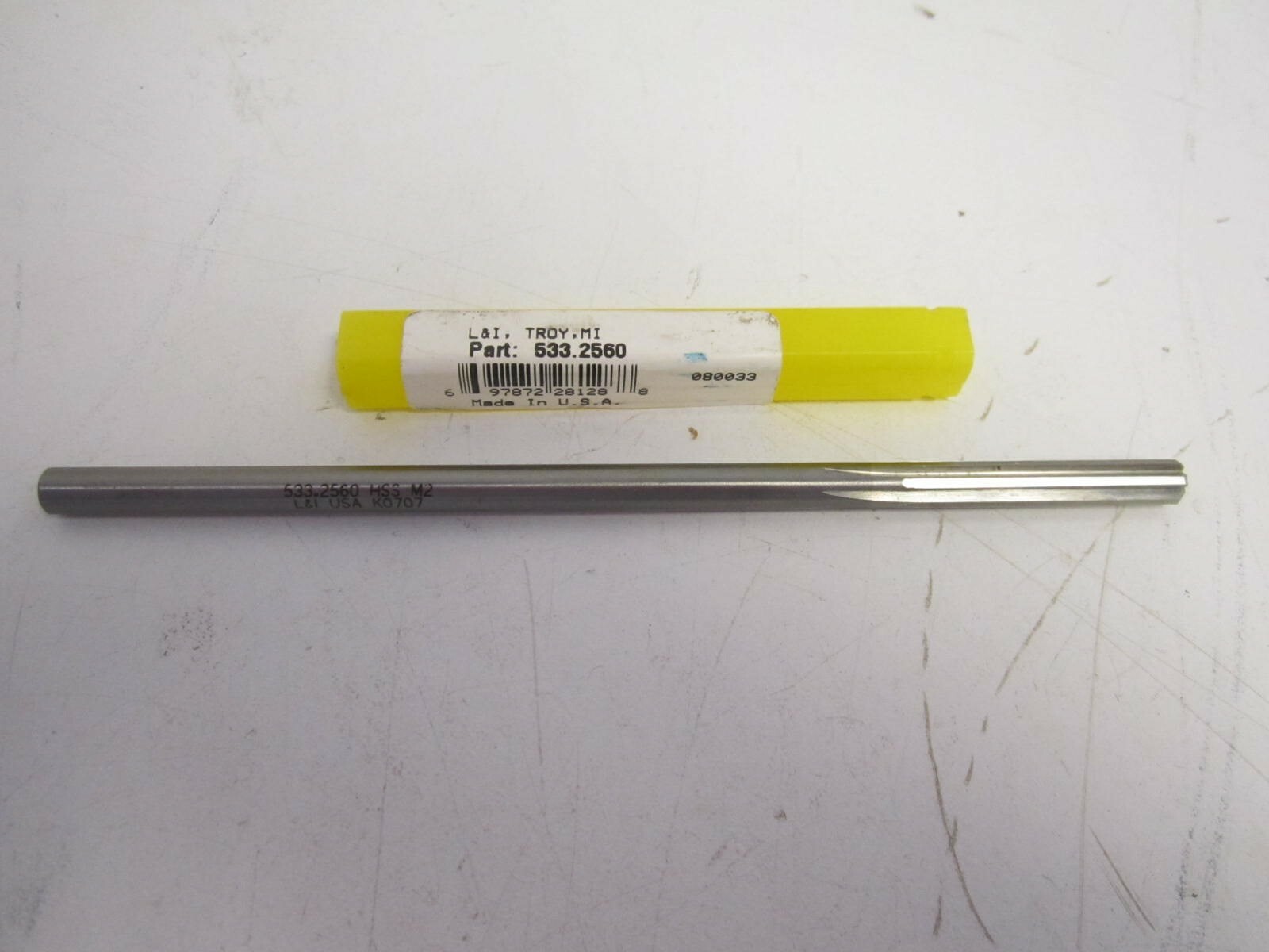 K0707 L & I (533.2560) .2560" x 1-1/2 x 1/4 x 6 OAL Chucking Reamer New