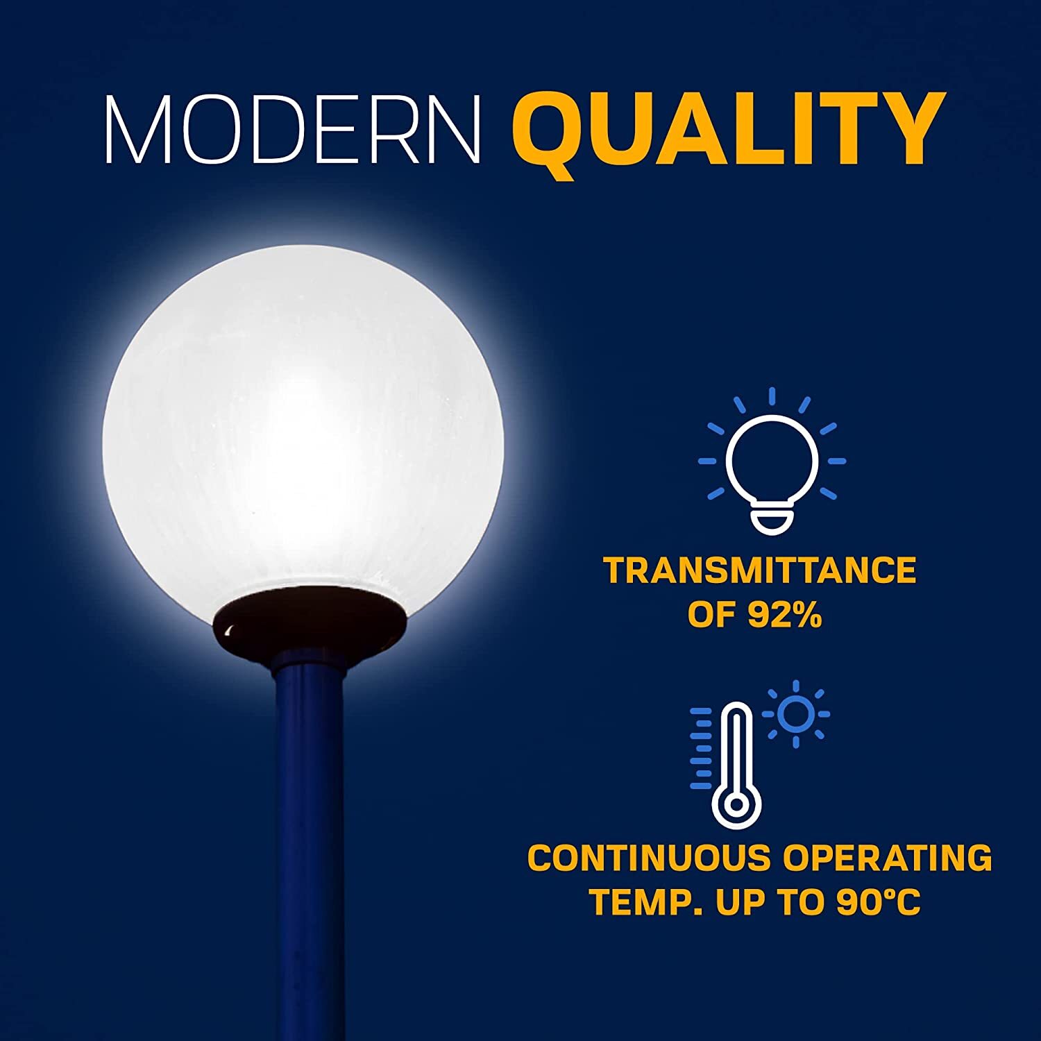 KastLite 12" White Acrylic Lamp Post Globe | 5.25" Neckless Opening
