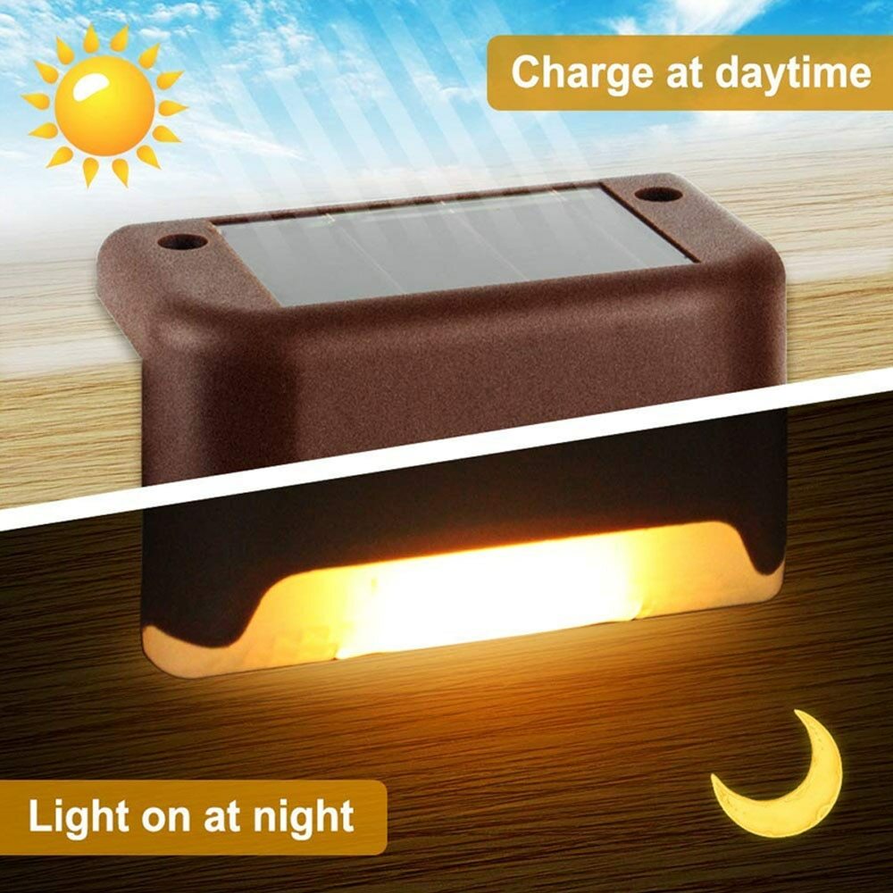 4Pcs Solar LED Deck Lights Outdoor Path Garden Pathway Stairs Step Fence Lamp US