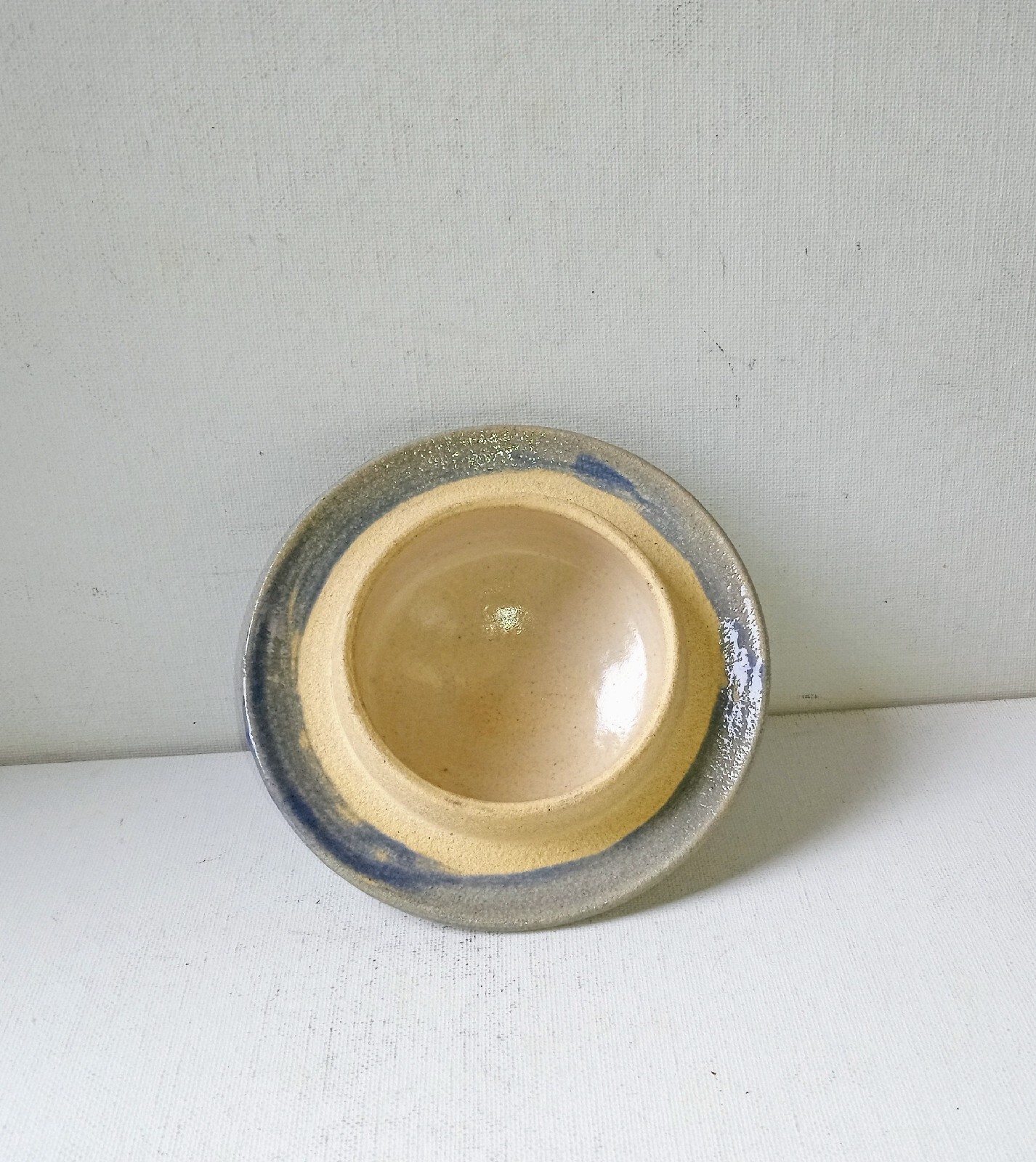 Bowring Ceramics Ginger Jar with lid. Light blue with impressed design.