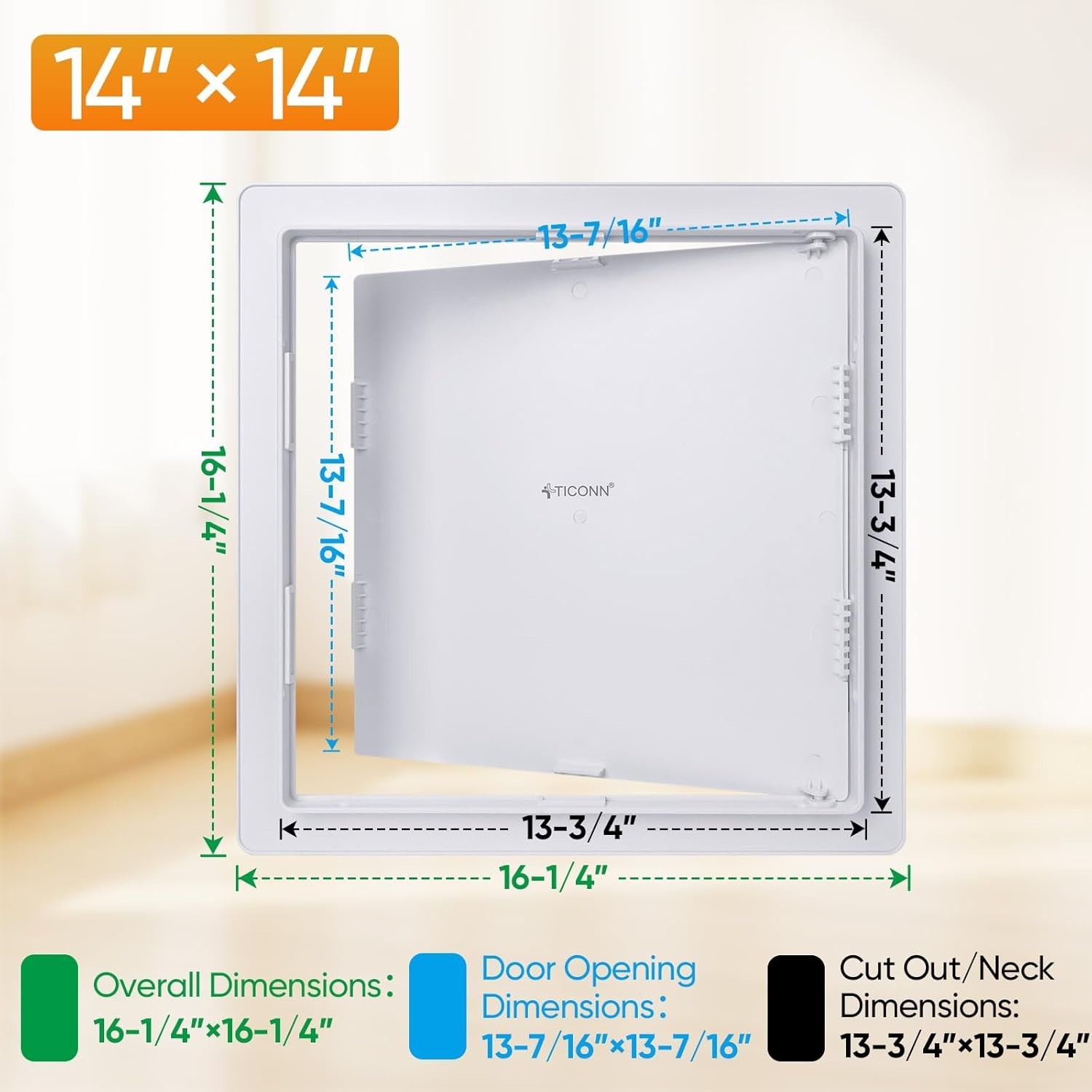 Seamless 14x14 Inch Drywall Access Panel with Discreet Notches - DIY Friendly