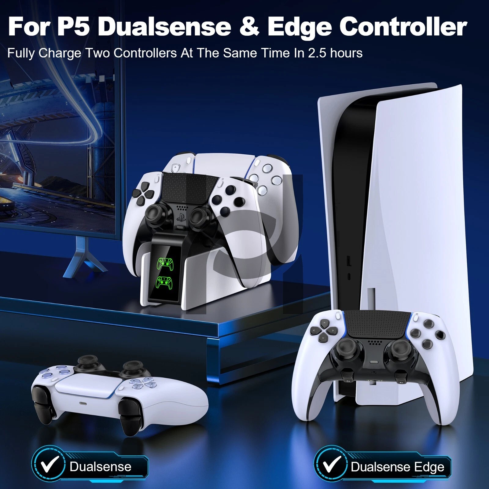 Dual Fast Charging Station For PS5 DualSense Controller Charger