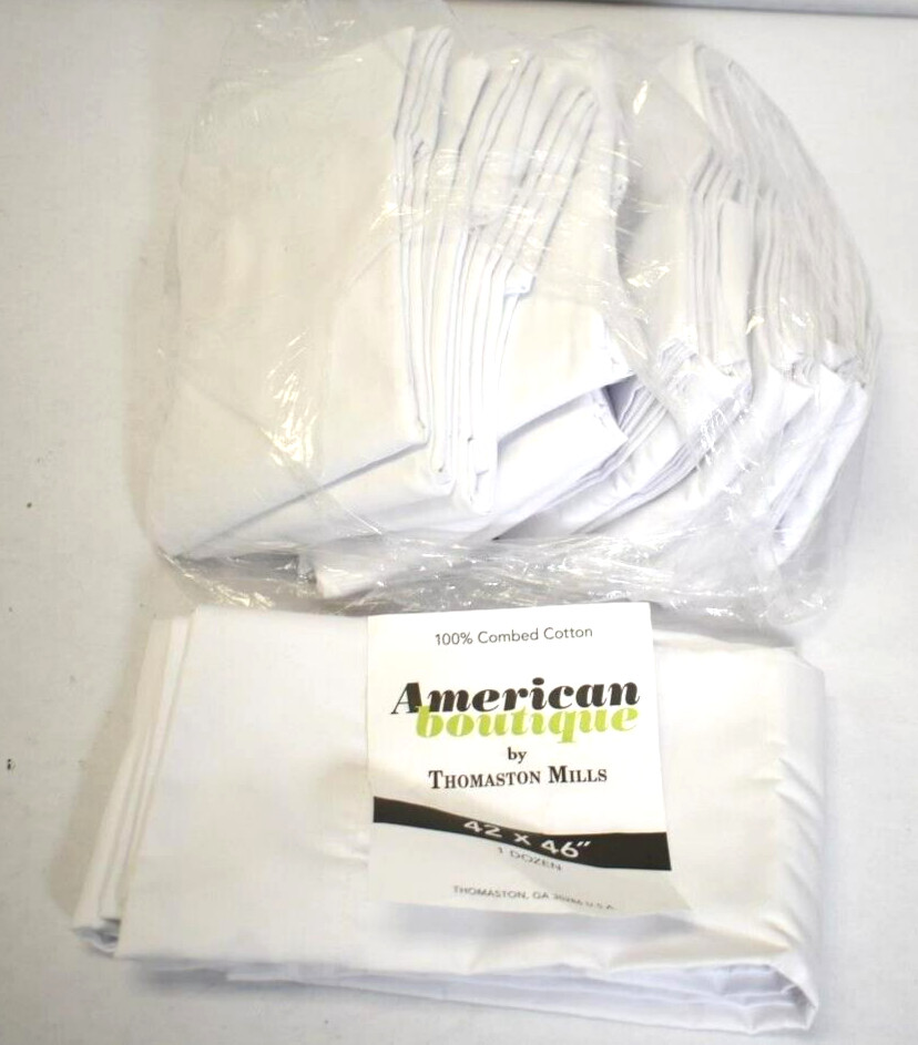 12 Pack of American Boutique Thomas Mills Pillowcases King Size 20" x 42" White