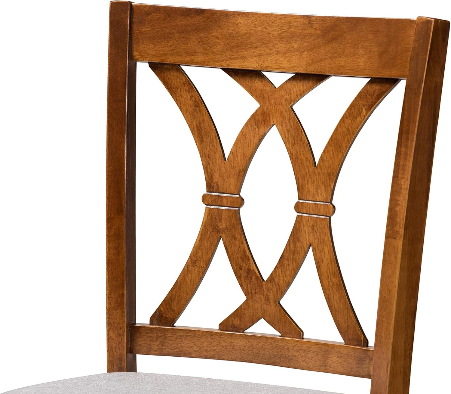 Calista Grey Fabric Bar Stool Set with Walnut Finish - 2 Stylish Pieces