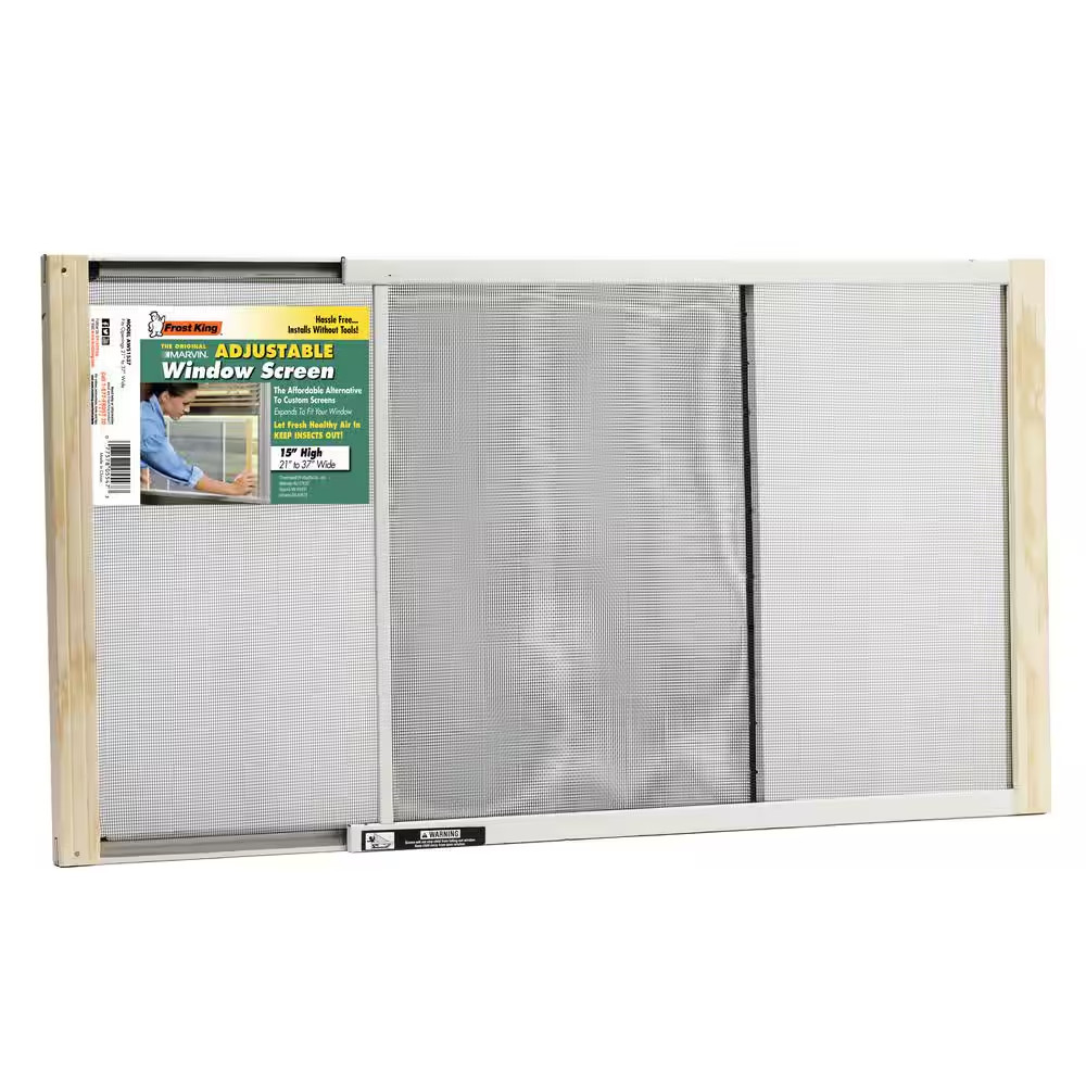 21 - 37 in. W x 15 in. H Clear Wood Frame Adjustable Window Screen