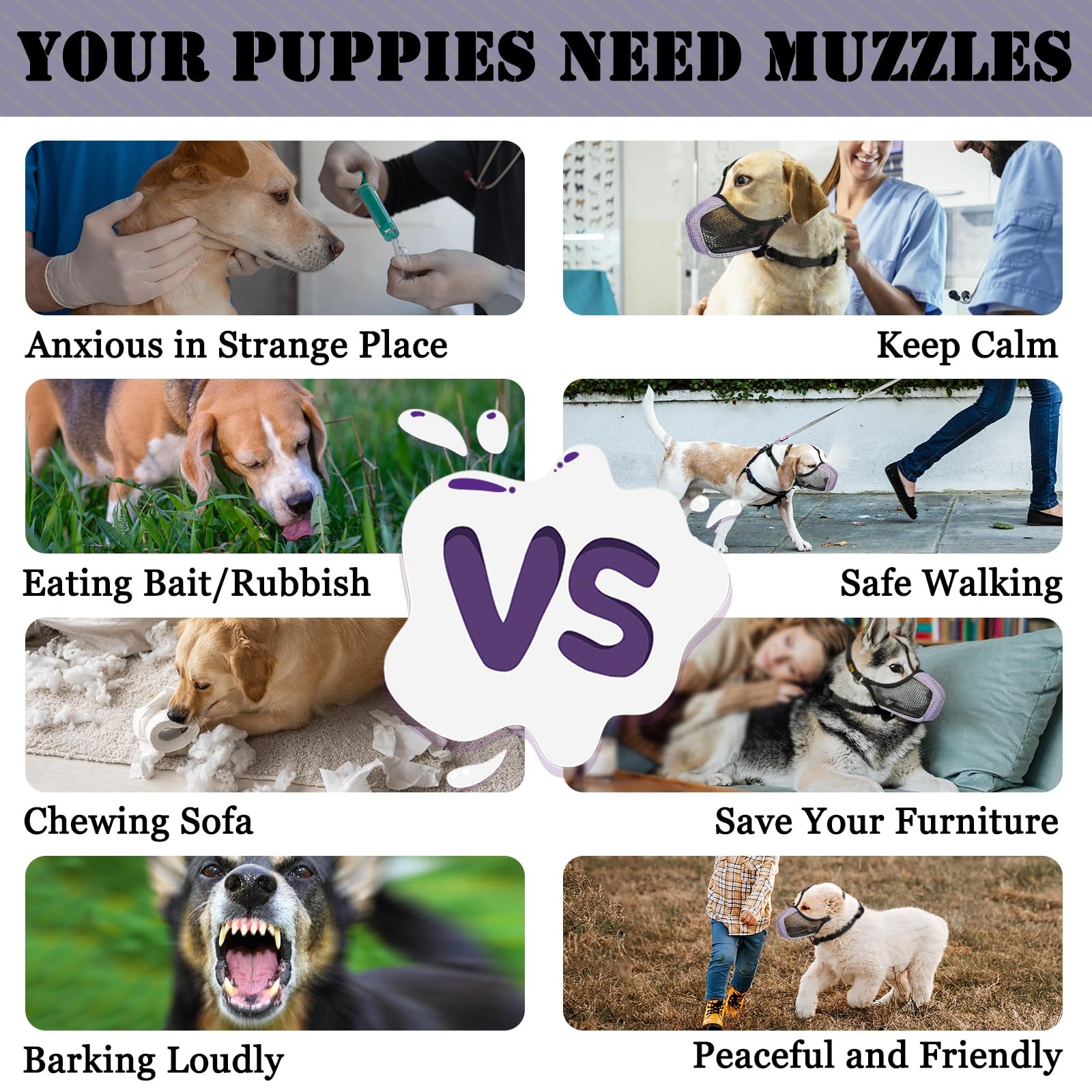 Dog Muzzle, Patented Mesh Soft Muzzles for Large Medium Small Dogs Poodle Hus...