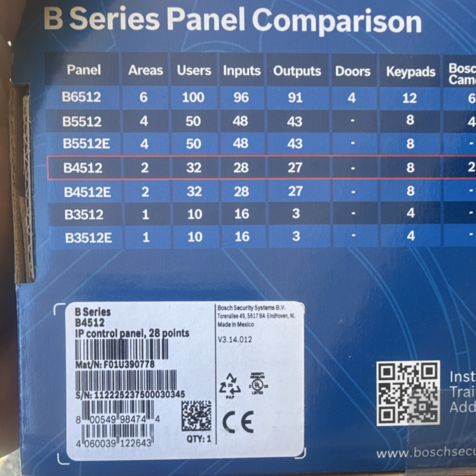 Bosch B4512 Control Panel IP Security 28 Point MPN F01U390778 Security System