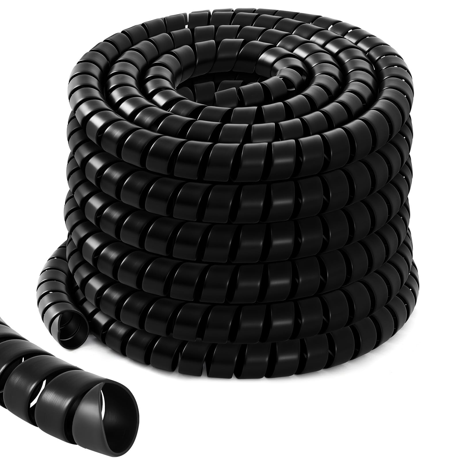 Innconee 1 Pcs Spiral Wrap Cable Protector, Safe 1.25" Od X 40', Black