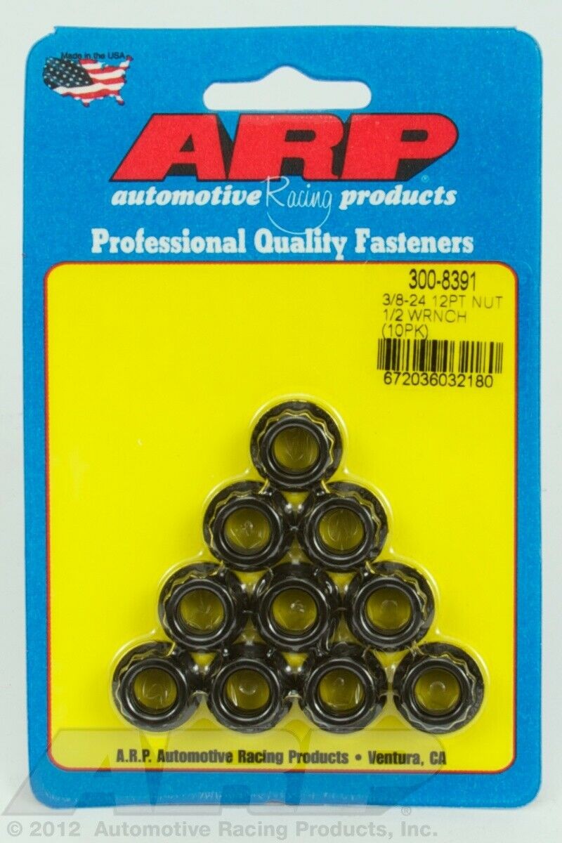 ARP 300-8391 Black 3/8-24, 1/2 socket 12pt nut kit