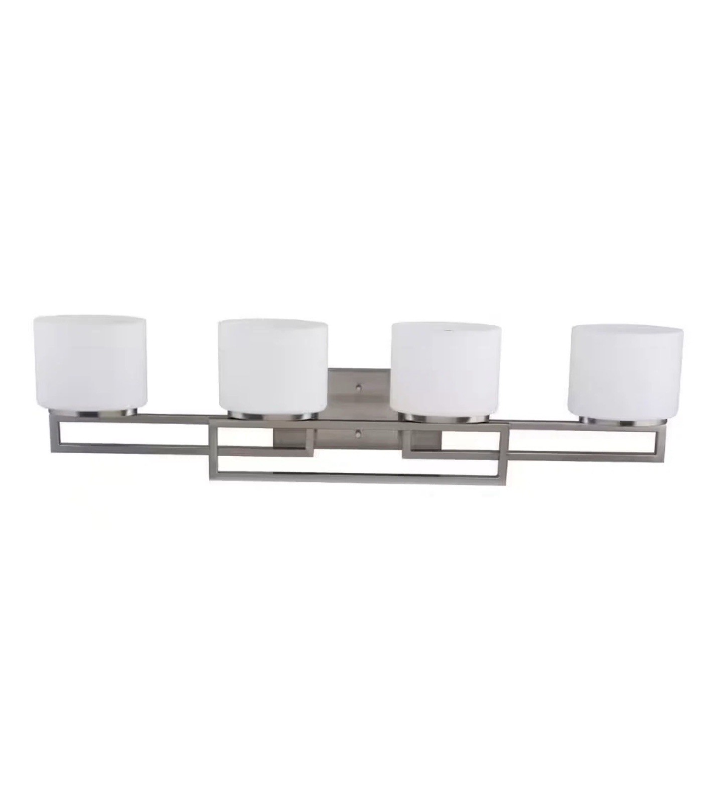 4-Light Brushed Nickel Bathroom Vanity Light with Opal Glass Shades
