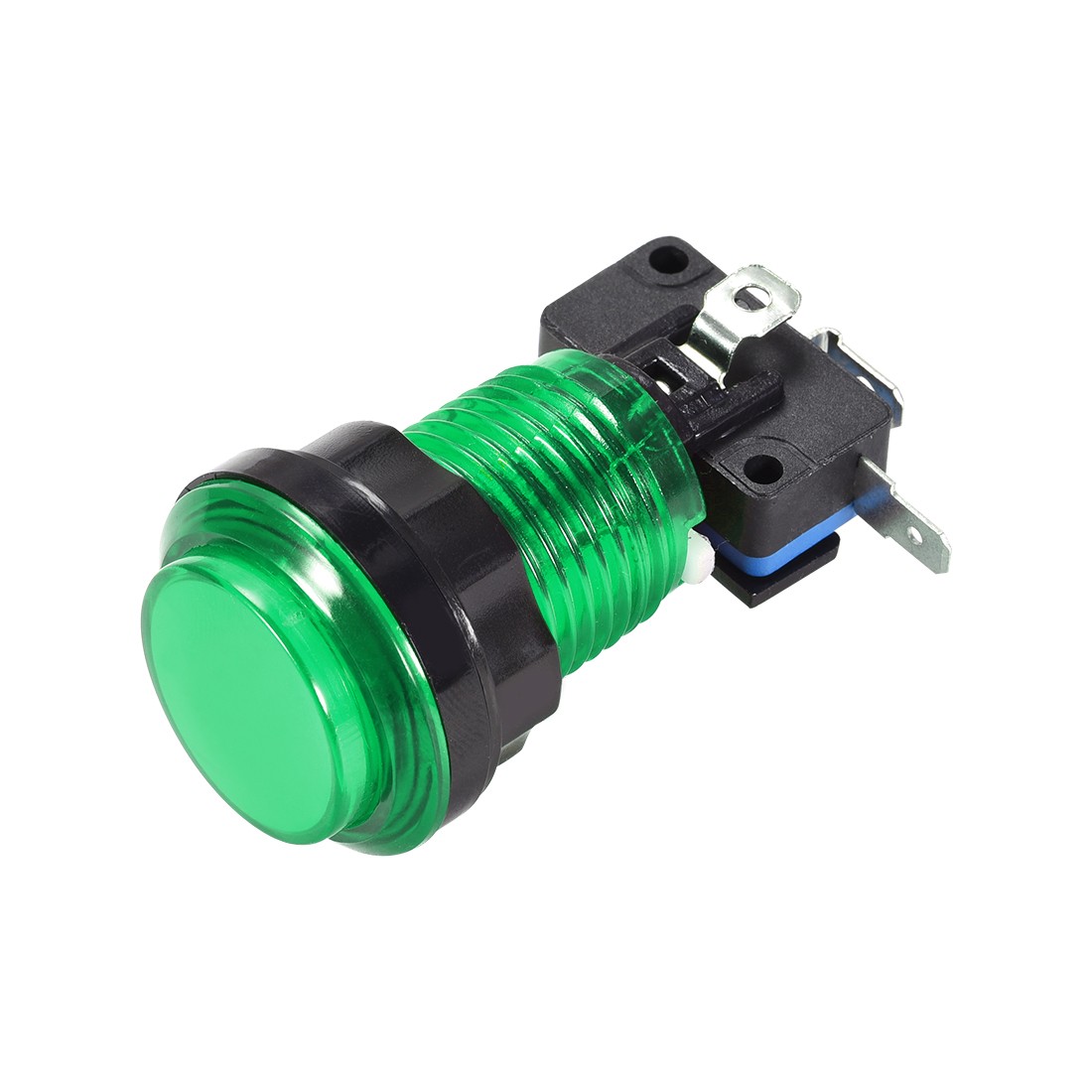 Game Push Button 33.5mm 12V LED Illuminated Switch with Micro switch Green 1pcs