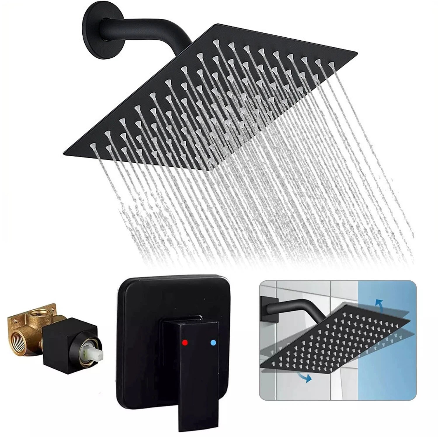 Shower Faucet Set With Valve Complete Shower System Fixtures Combo kit Mixer Tap
