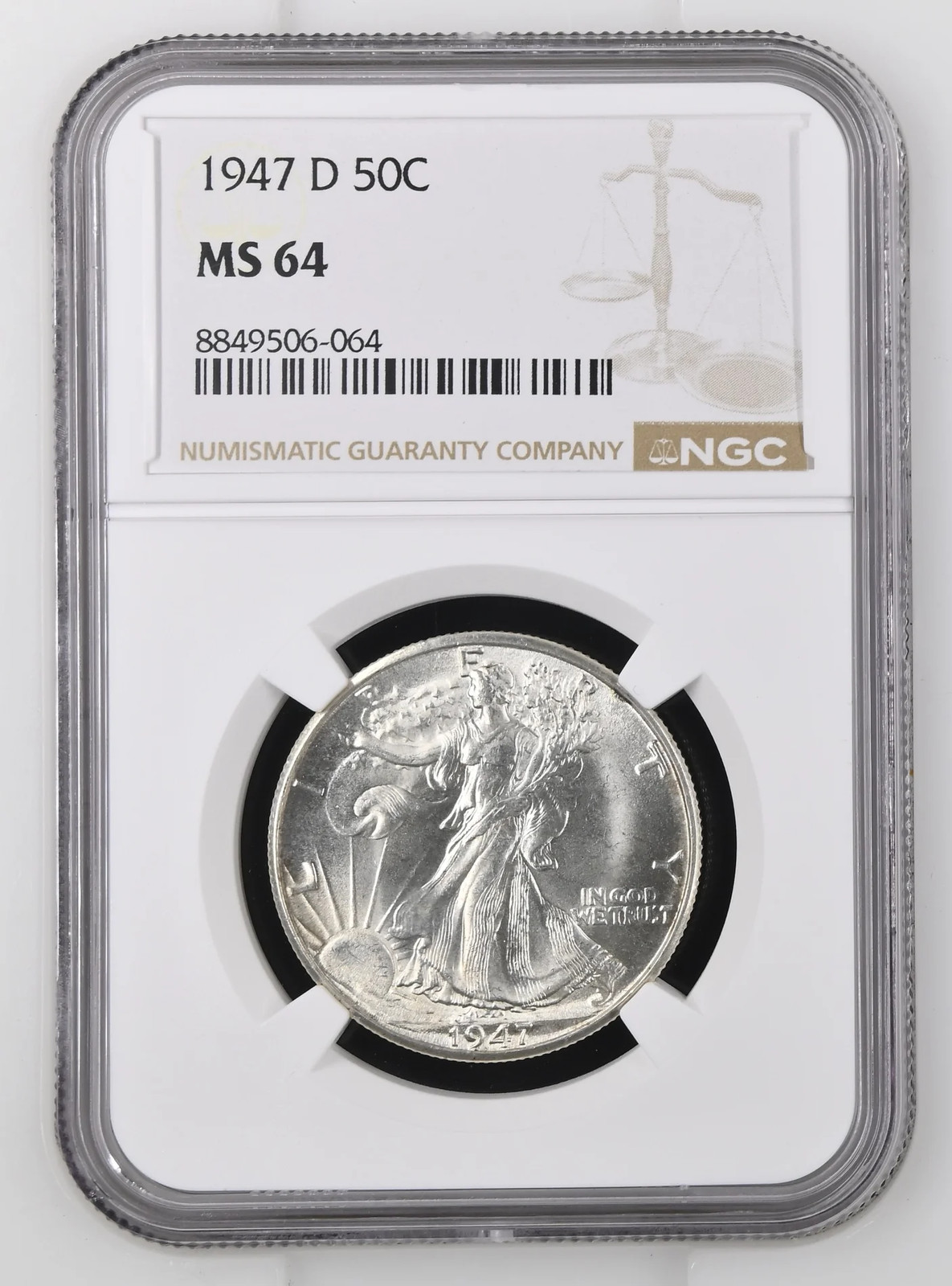 1947 D Walking Liberty Half Dollar NGC MS-64