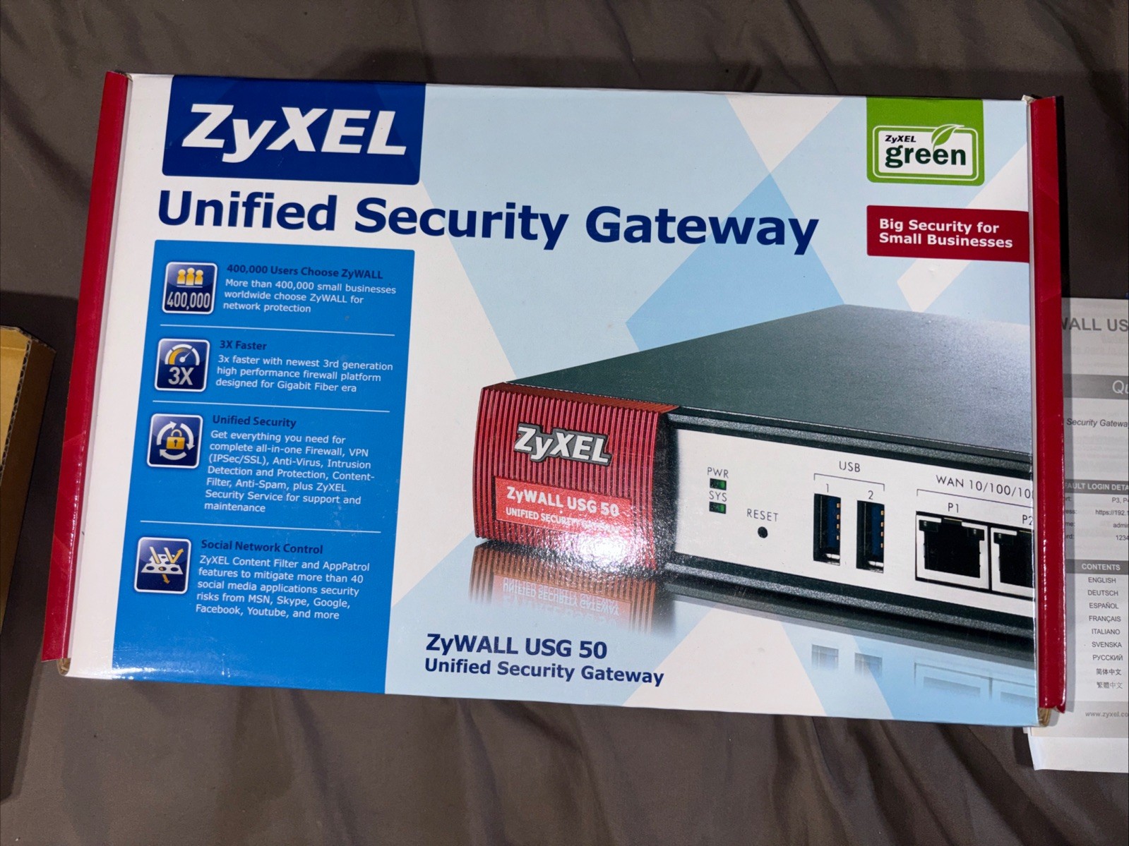 ZYXEL ZYWALL USG 20 Unified Security Gateway VPN Firewall ZWUSG20W New