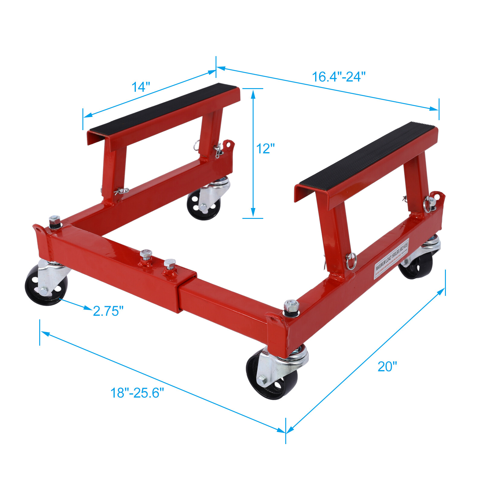 1500lbs ATV Motorcycle Engine Stand Cradle Shop Dolly Adjustable Width & Height