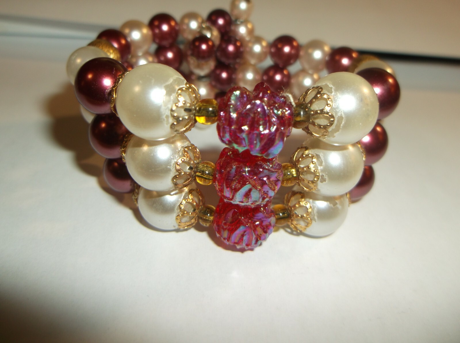 VINTAGE 3 STRING BEADED WIRED BRACELET