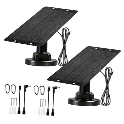 6W 5V Solar Panel with Type-C, Micro USB & Barrel Connectors, Universal Camera