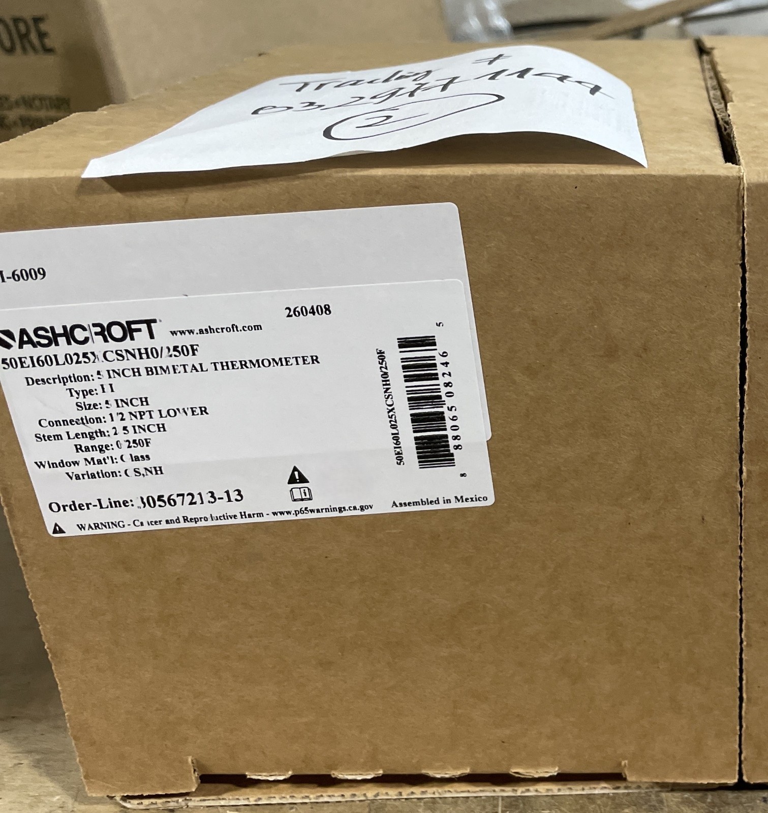 Ashcroft 50EI60L025XCSNH0/250F 5" Bi-Metal Thermometer, TI-6009 (NEW IN BOX)