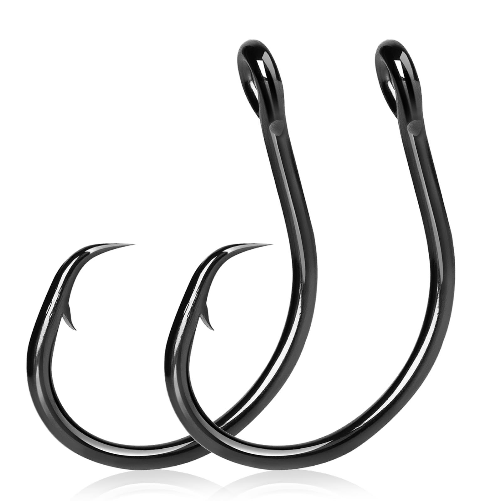 Circle Hooks 25pcs, 4X Strong High Carbon Steel for Catfish & Bass