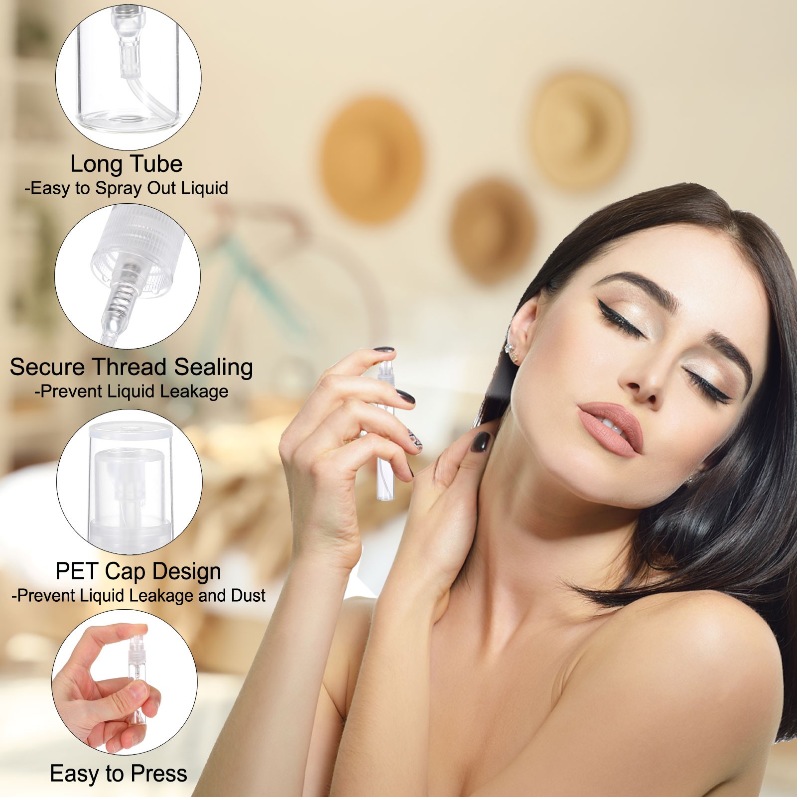20 Pcs 2ml Glass Mini Perfume Sample Bottle Empty Mini Spray Bottle, Clear