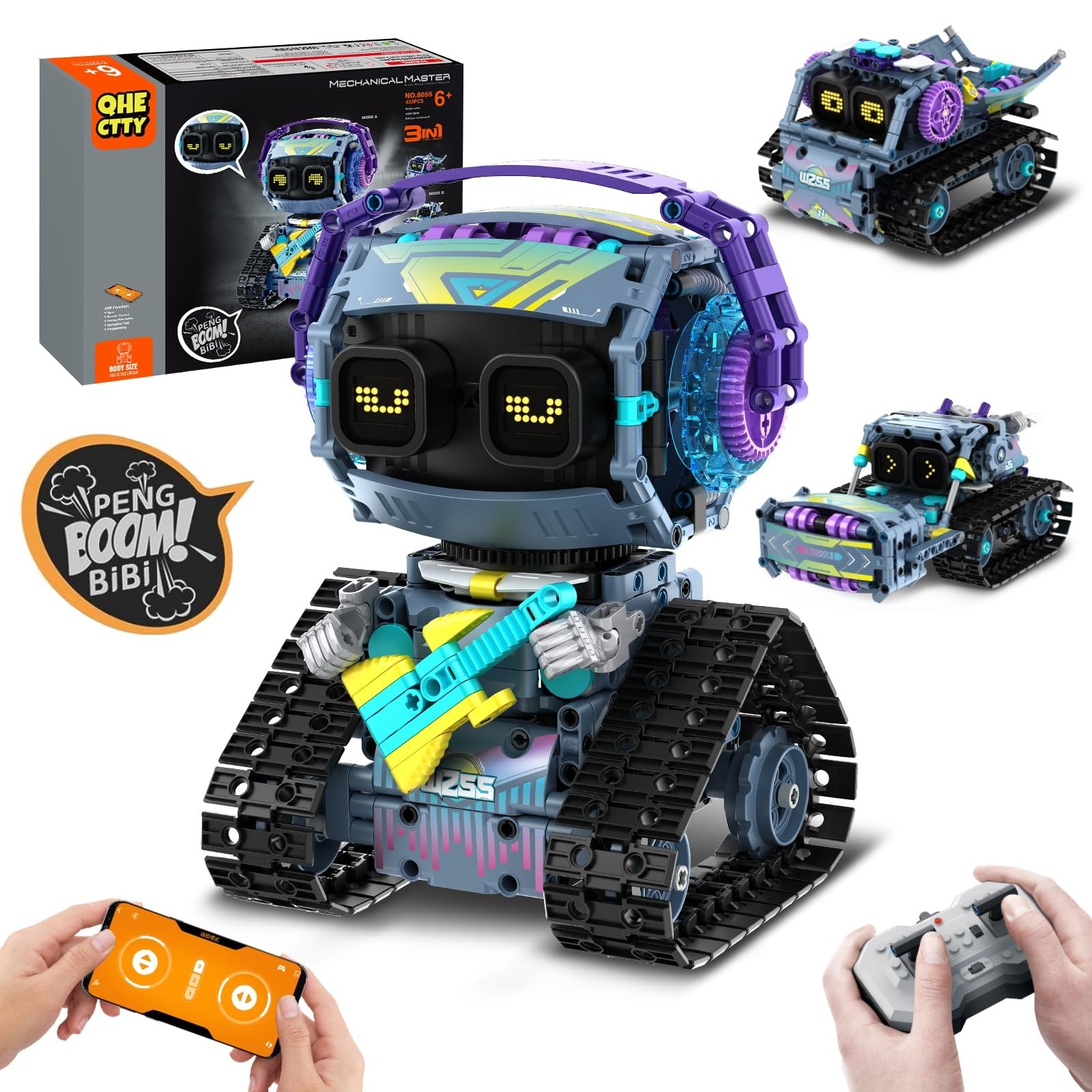 STEM Robot Building Kit for Kids 6-14,3in1 Remote & APP Controlled STEM Rock ...