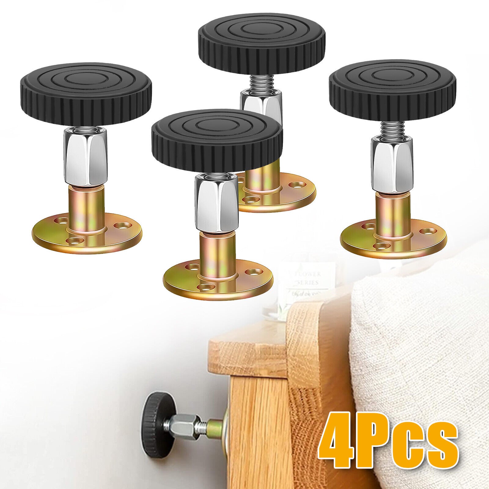 4PCS Threaded Bed Frame Stabilizer Tool 47-64mm Adjustable Headboard Stopper