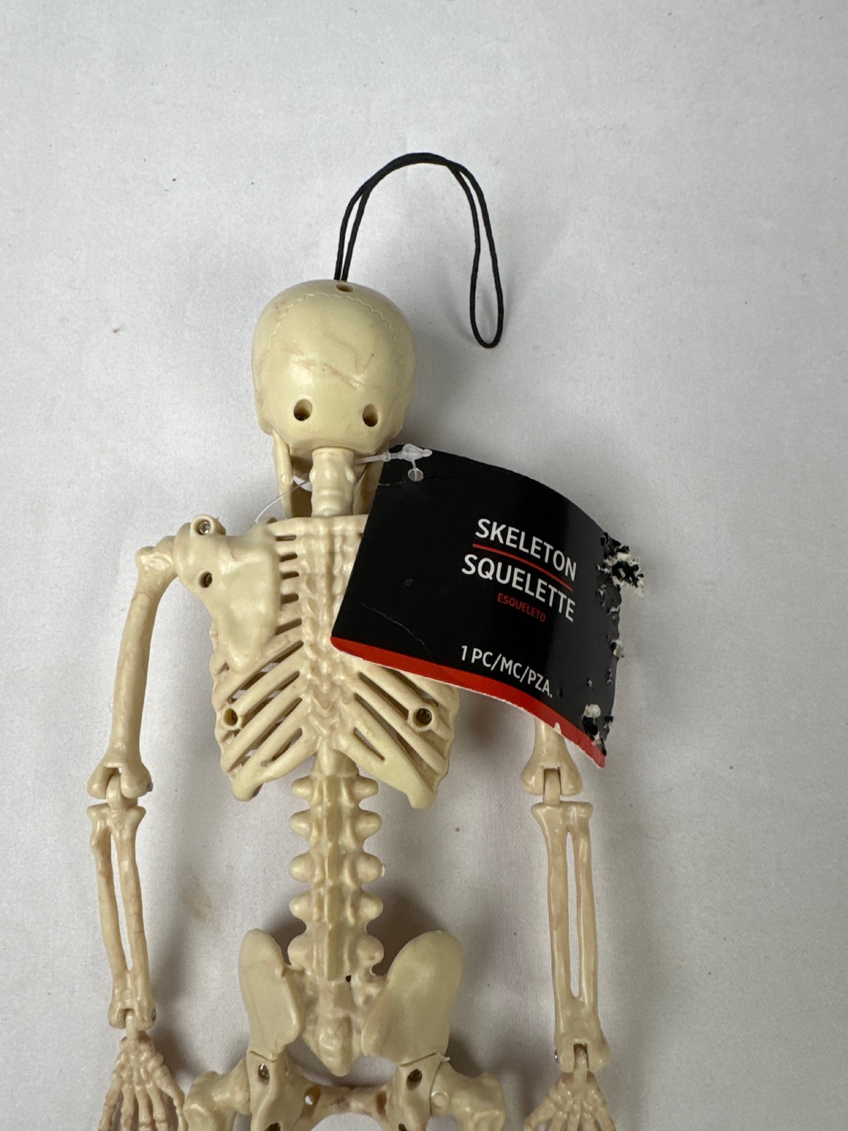 16" Poseable Plastic Skeleton Decoration, Movable Joints, Hanging Loop
