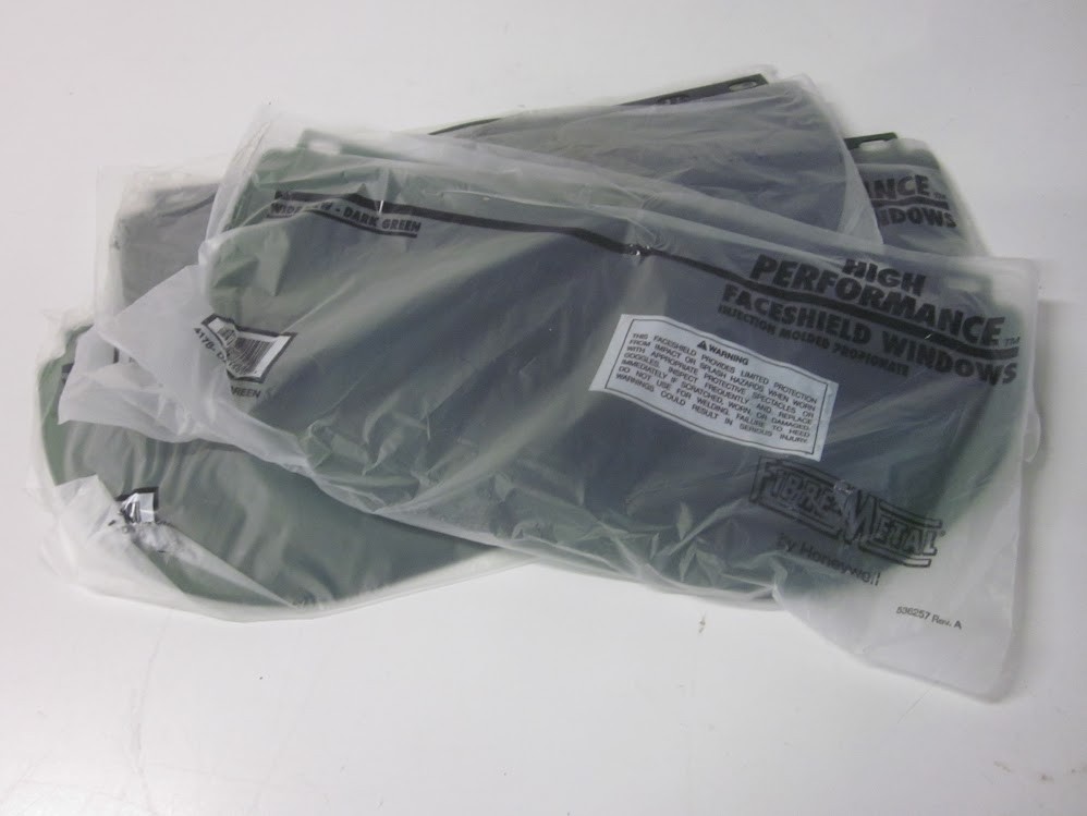 Lot of 5 Fibre-Metal Honeywell Faceshield Window Wideview Dark Green 4178