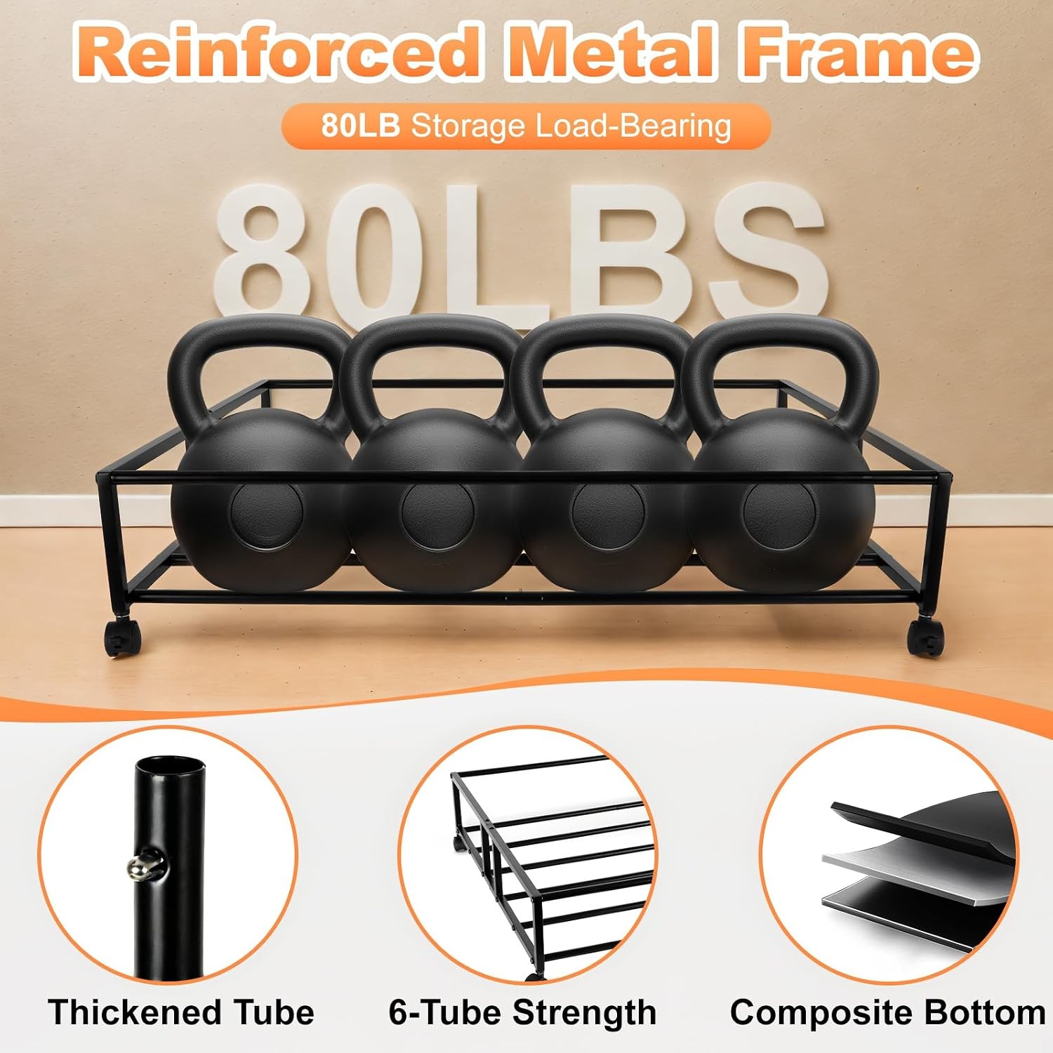 80L 2-Pack Under Bed Storage w/Wheels, Clear Lid, Black