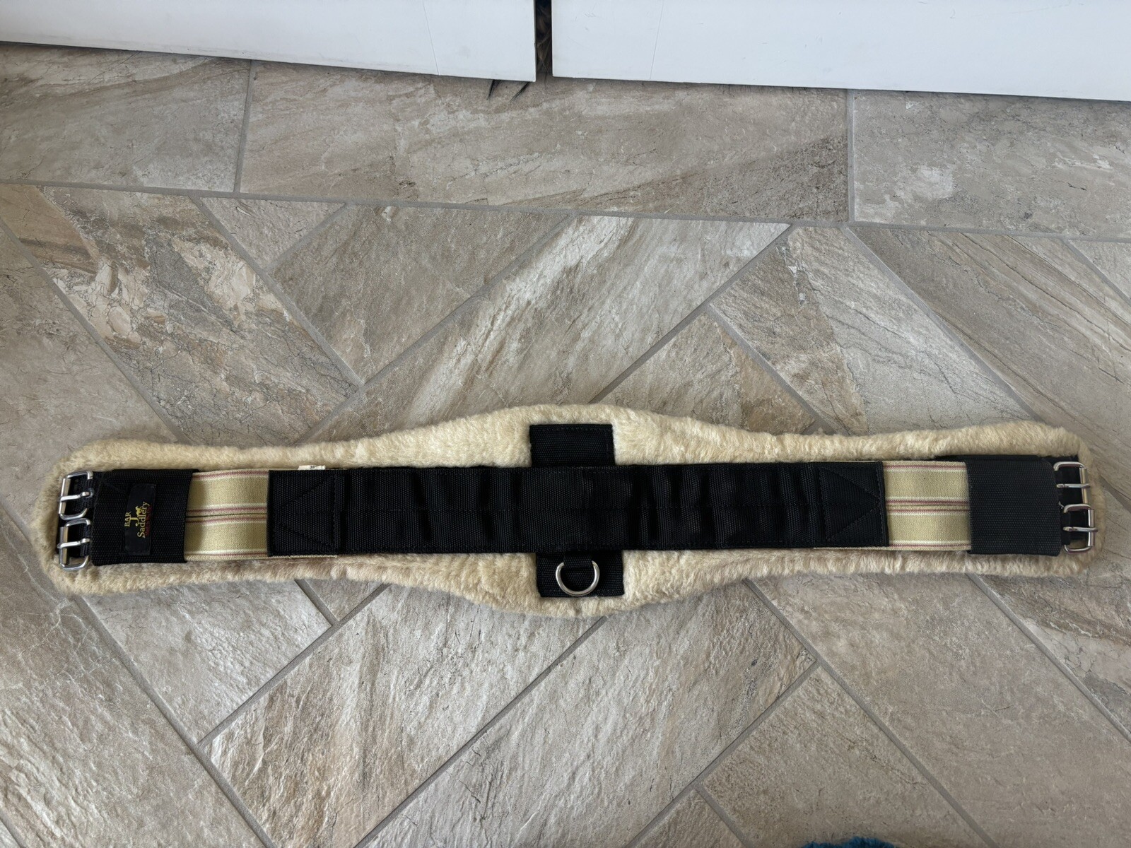 36” Bar J Saddlery Wide Fleece English Cinch W/ Black Nylon Top